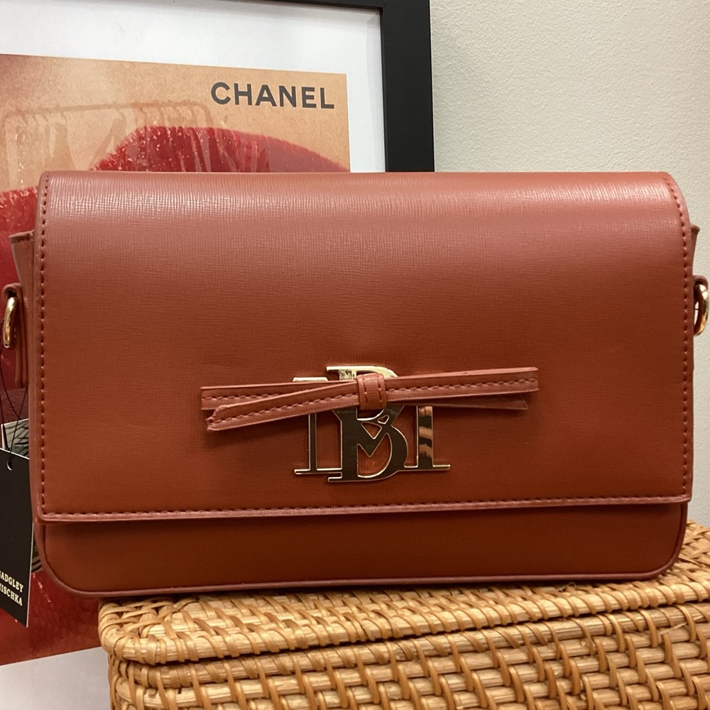 Badgley Mischka Brown Crossbody Bag with Gold Accents